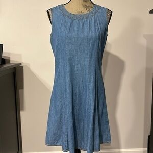 Denim blue cotton sleeveless flare mini sundress size medium
